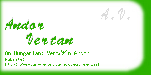 andor vertan business card